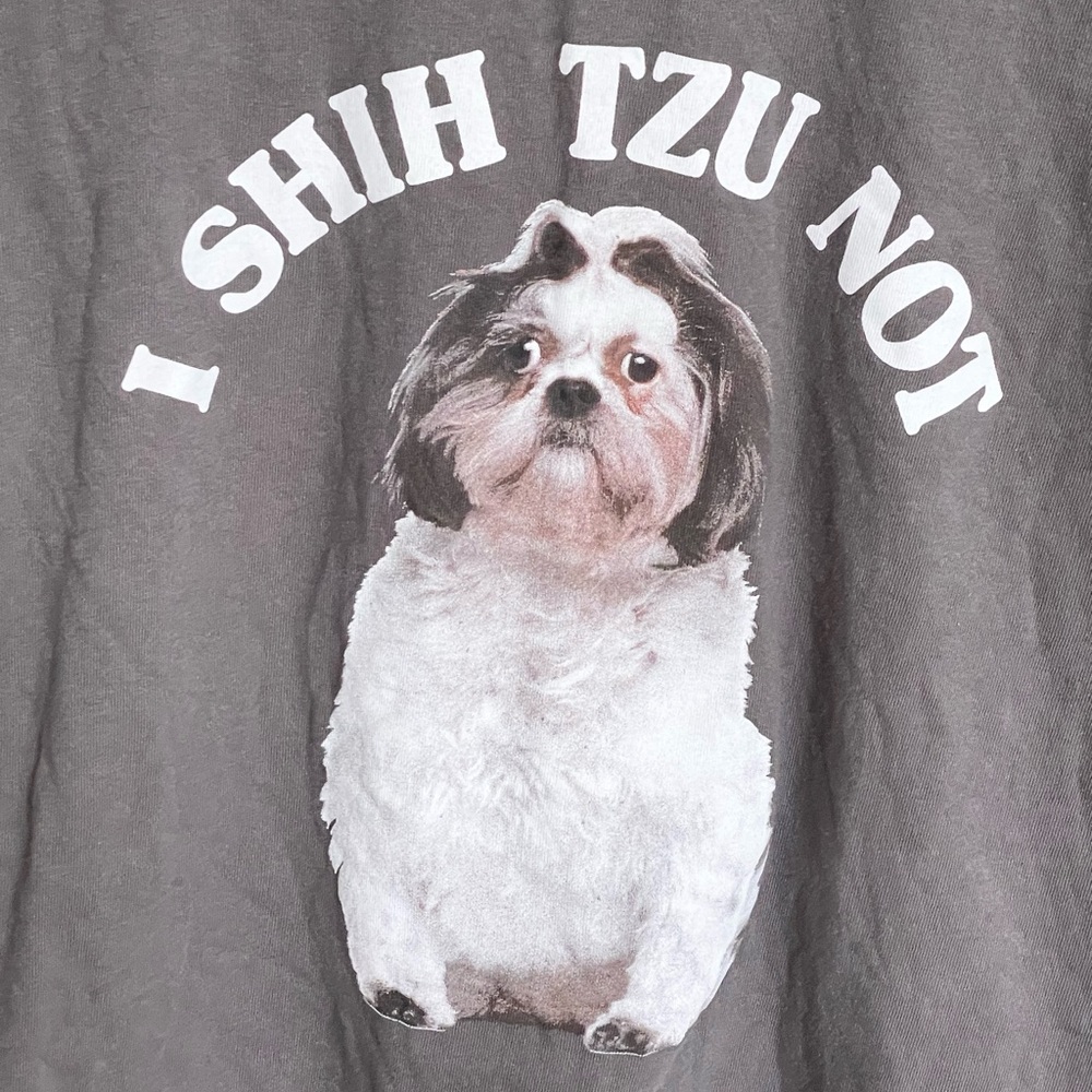 I Shih Tzu Not - Funny Dog Breed Gray Graphic T-Shirt Tee Adult Size Large - Picture 2 of 4